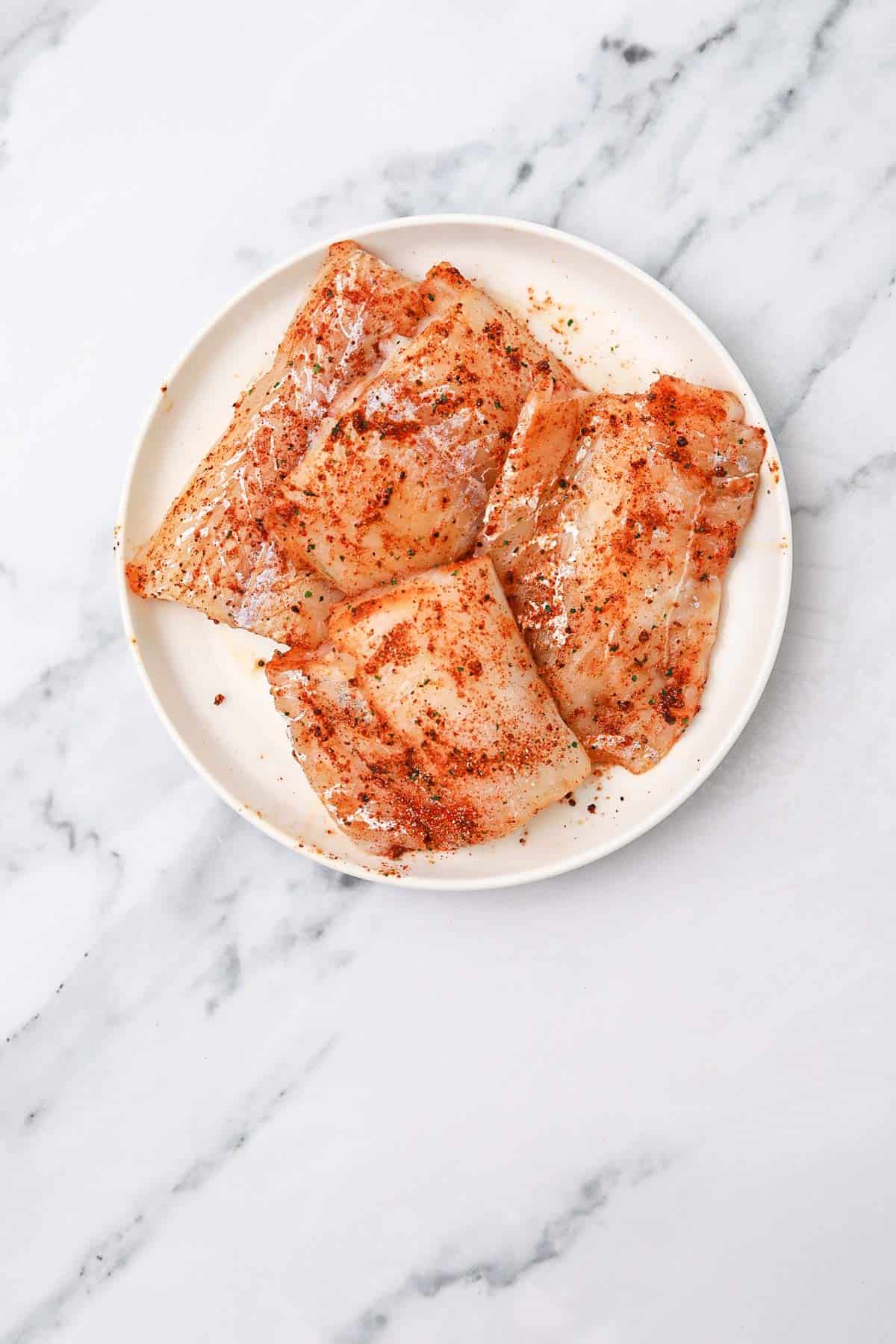 seasoned cod fillets.