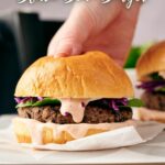 Air fryer black bean burger image for Pinterest.